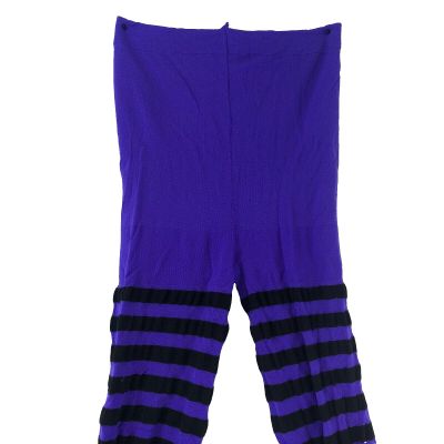 Striped Tights Pantyhose Womens One Size Purple Halloween Witchy Grunge Gothic